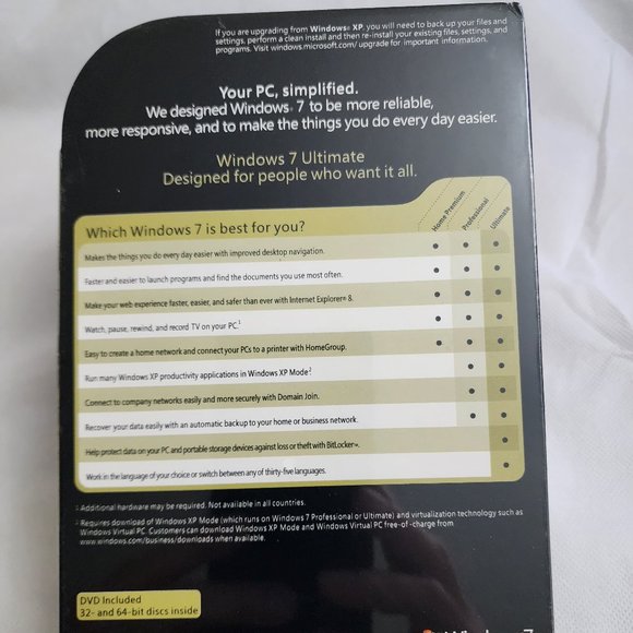 Microsoft Windows 7 Ultimate 32/64-Bit - DVD - Full Retail Version - New Sealed - Picture 3 of 3